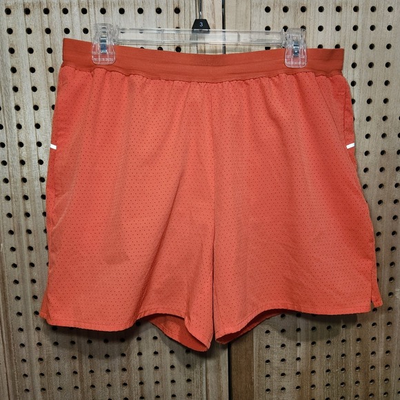 FLX Men's Size L Orange Perforated Run Shorts W/Built In Lining - Picture 1 of 7